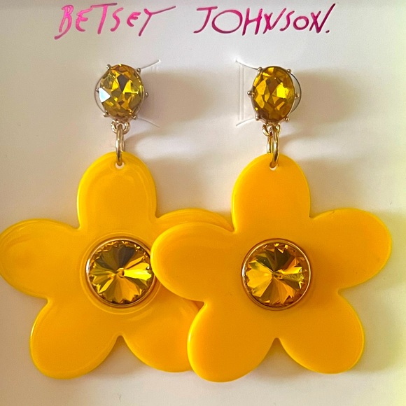 New Betsey Johnson Flower Drop Earrings - Picture 5 of 6